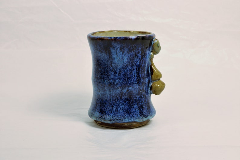 Drip Glazed Vase Bathroom Cup Pottery Vase Blue and Brown Earthenware Pottery, Vintage Pen Holder