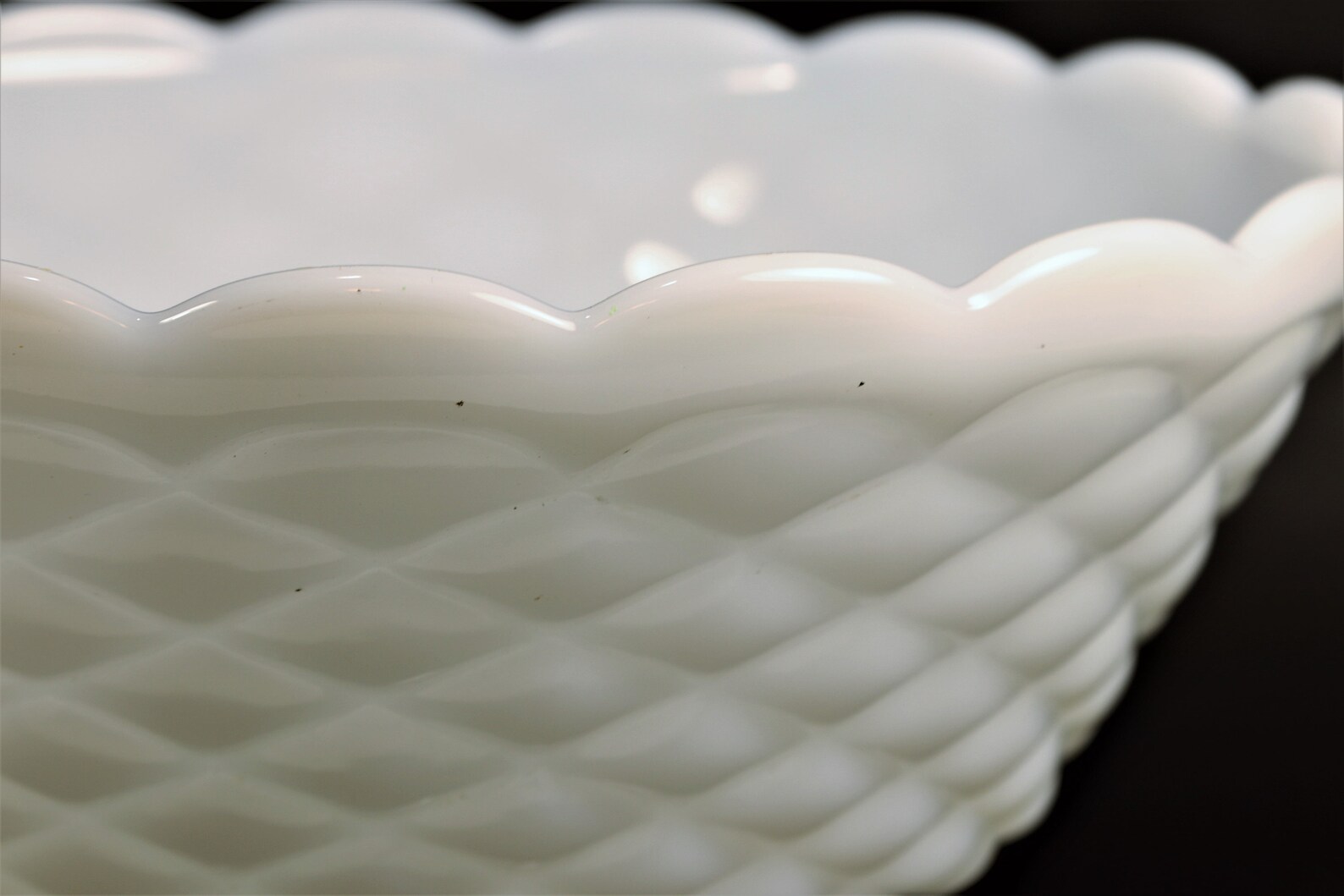 Milk Glass Diamond Pattern Footed Bowl Hobnail Milk Glass Etsy