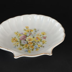 Vintage Soap Dish With Yellow Flowers, White Porcelain Bathroom Decor, Washroom,