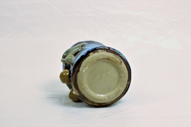 Drip Glazed Vase Bathroom Cup Pottery Vase Blue and Brown Earthenware Pottery, Vintage Pen Holder