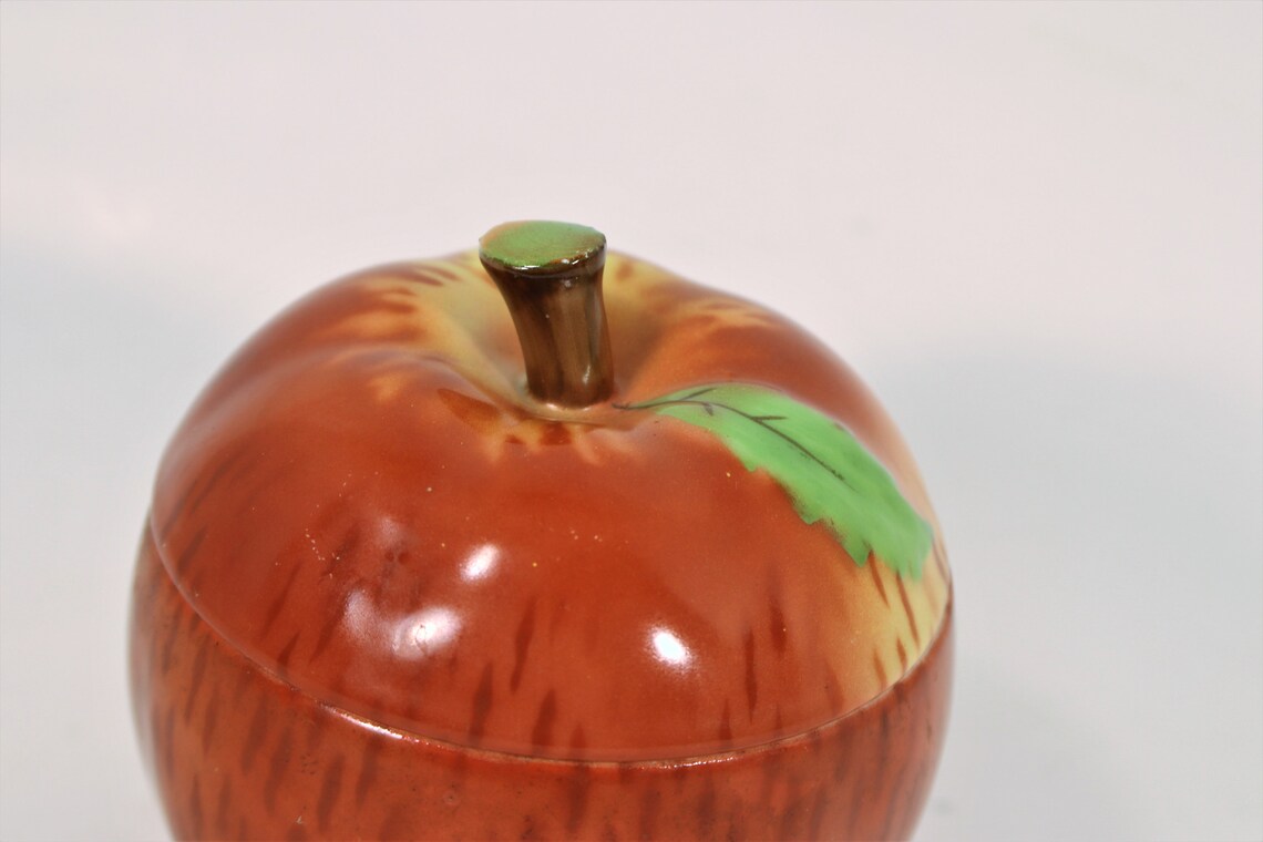 Apple Sugar Bowl Vintage Apple Candy Dish Ceramic Lidded Etsy