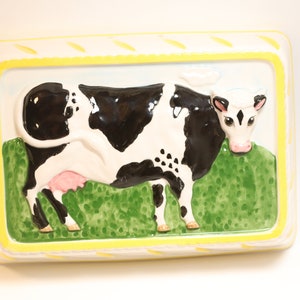 Black and White Cow Wall Hanging, Retro Black Spotted Cow Decor, Square Cow Wall Hanging, Cow Decor, Country Kitchen Decor, Heifer