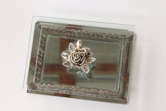 Trinket Box with Glass lid, Rose Trinket Box,Mirr… - image 6