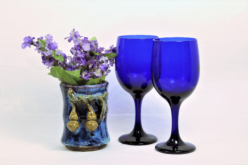 Drip Glazed Vase Bathroom Cup Pottery Vase Blue and Brown Earthenware Pottery, Vintage Pen Holder