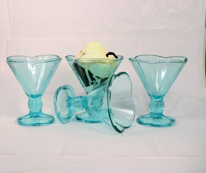 Blue Glass Dessert Cups Blue Sundae Parfait Dessert Dish Etsy