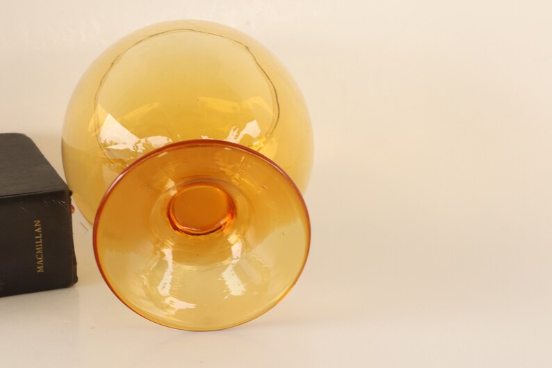Large Amber Glass Brandy Snifter Bowl Vase Large Amber Etsy