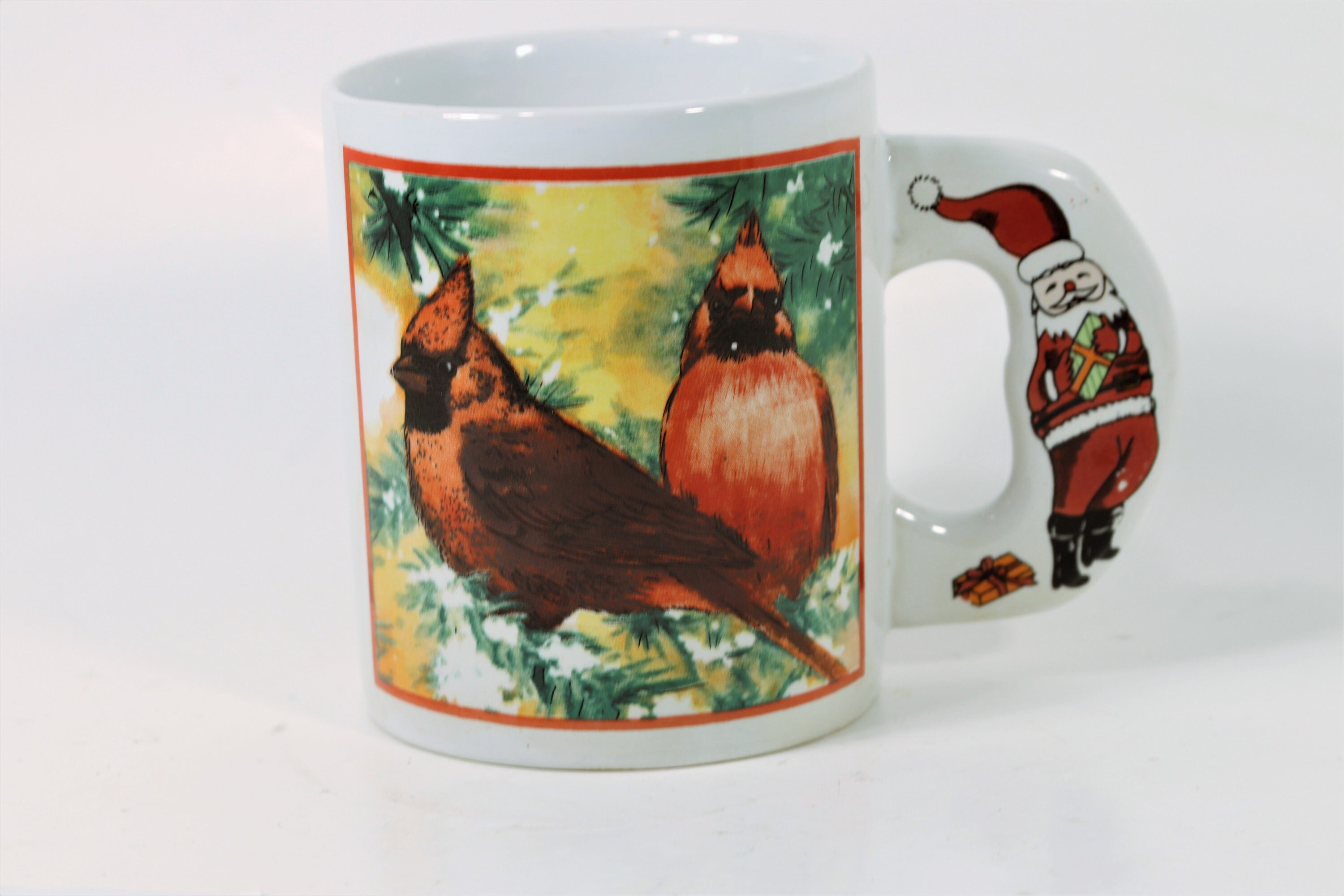 Redbird Coffee Mug Cardinal Bird Coffee Mug Santa Handle Etsy