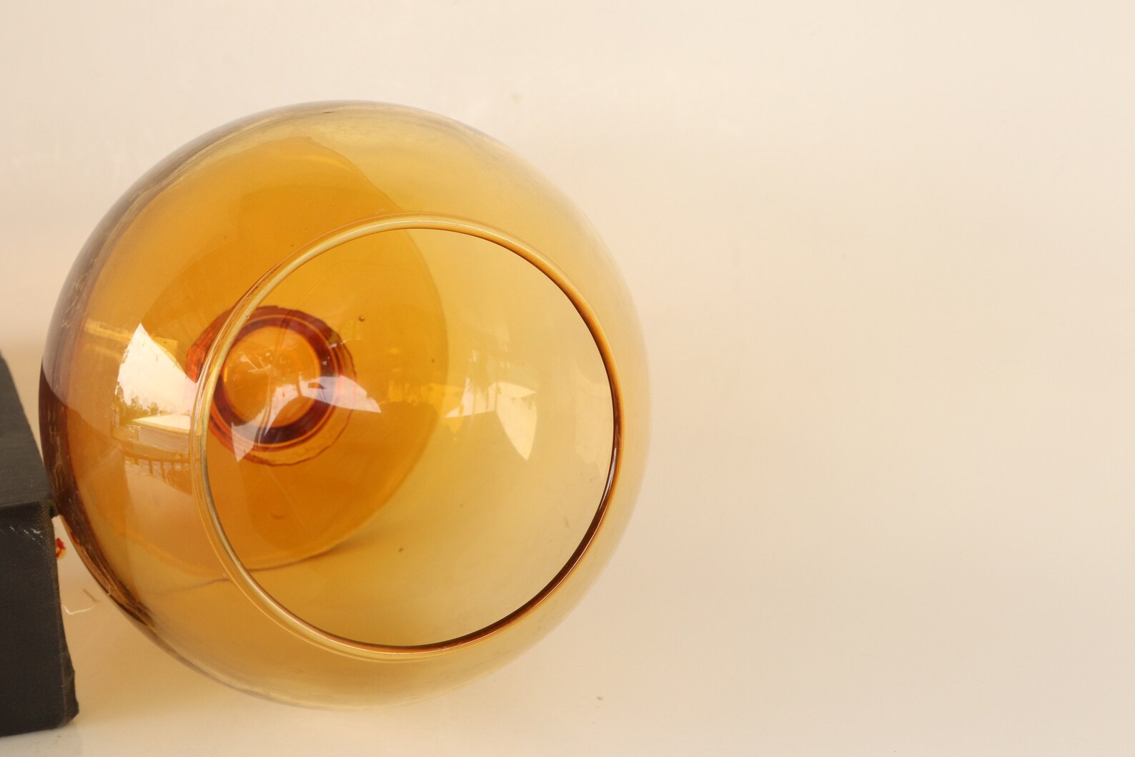 Large Amber Glass Brandy Snifter Bowl Vase Large Amber Etsy