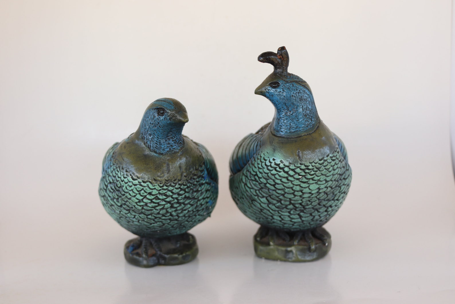 Green Quail Figurines 1966 Progressive Art Products Partridge Etsy
