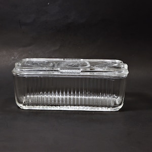 Refrigerator Dish, Fruit Motif Refrigerate Dish, Rectangle Federal Glass Refrigerator Dish with Lid