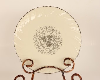 Plato llano Lenox Valera, porcelana Platinum Scroll, plato de repuesto
