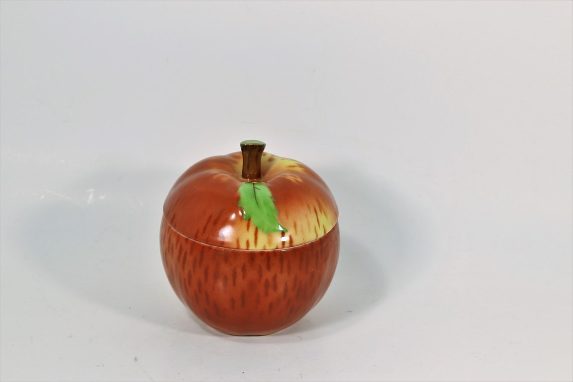 Apple Sugar Bowl Vintage Apple Candy Dish Ceramic Lidded Etsy