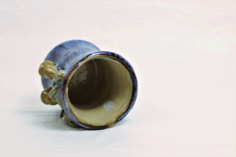 Drip Glazed Vase Bathroom Cup Pottery Vase Blue and Brown Earthenware Pottery, Vintage Pen Holder