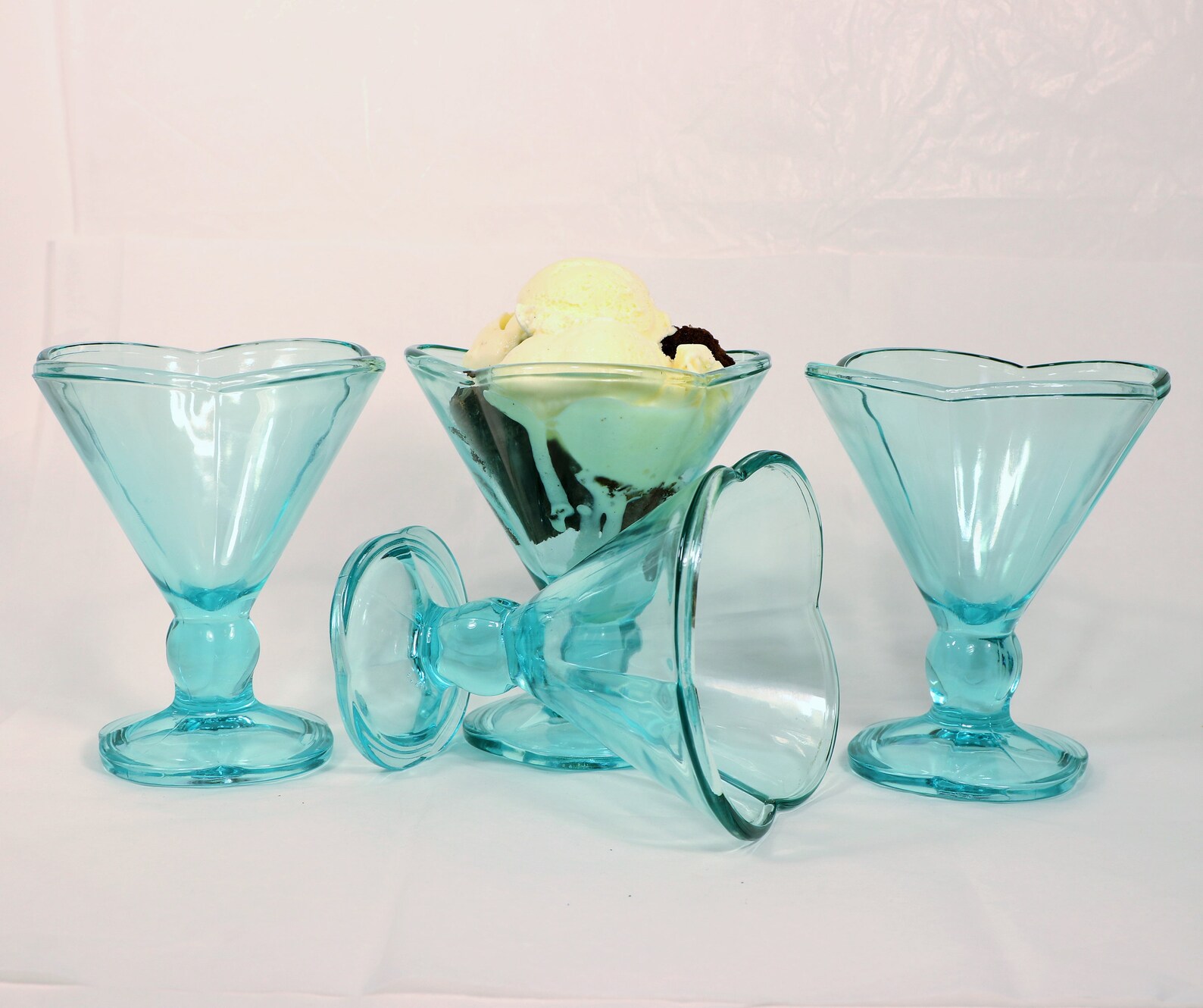 Blue Glass Dessert Cups Blue Sundae Parfait Dessert Dish Etsy