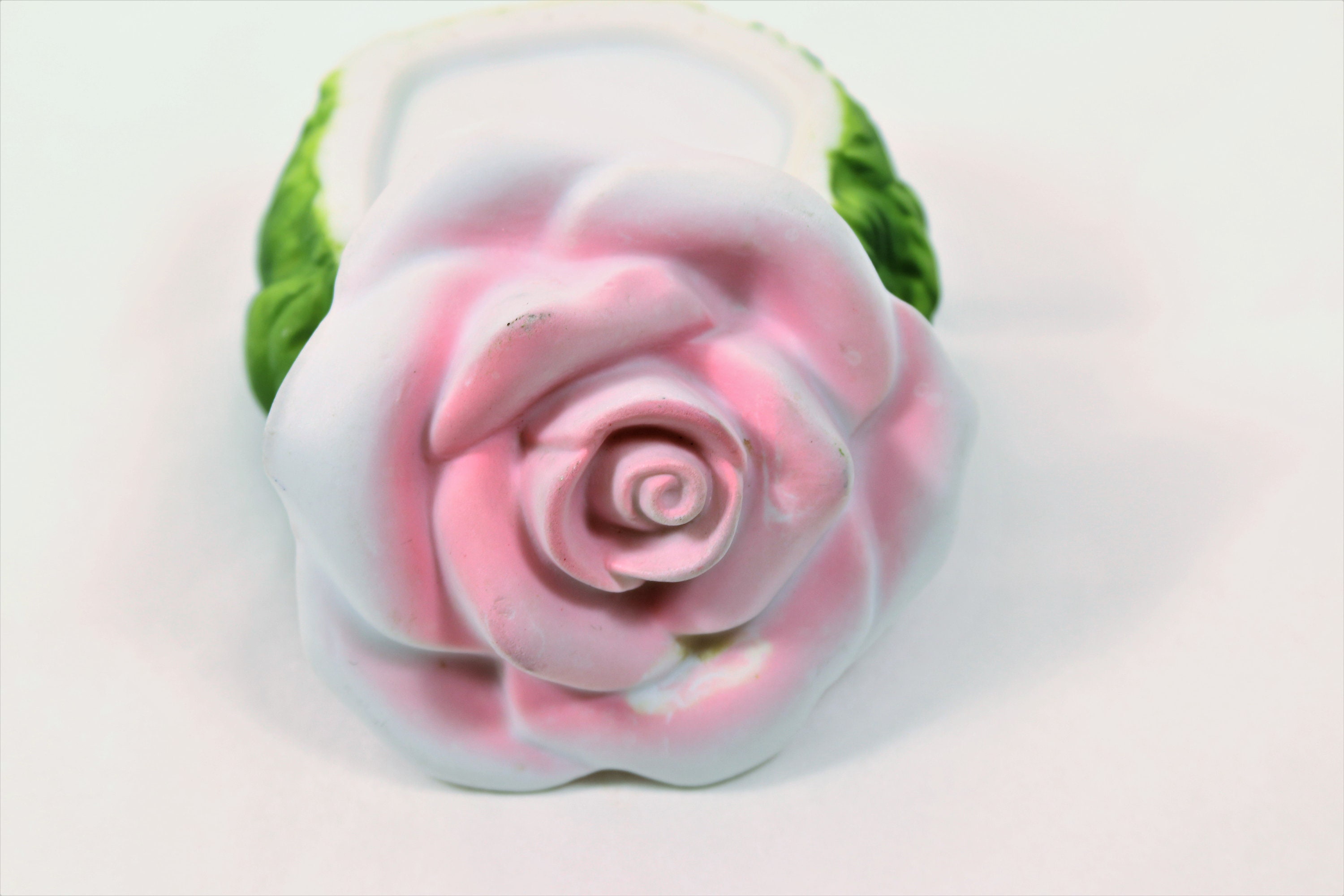Rose Porcelain Trinket Box Pink Bisque Rose Vintage Ring Etsy