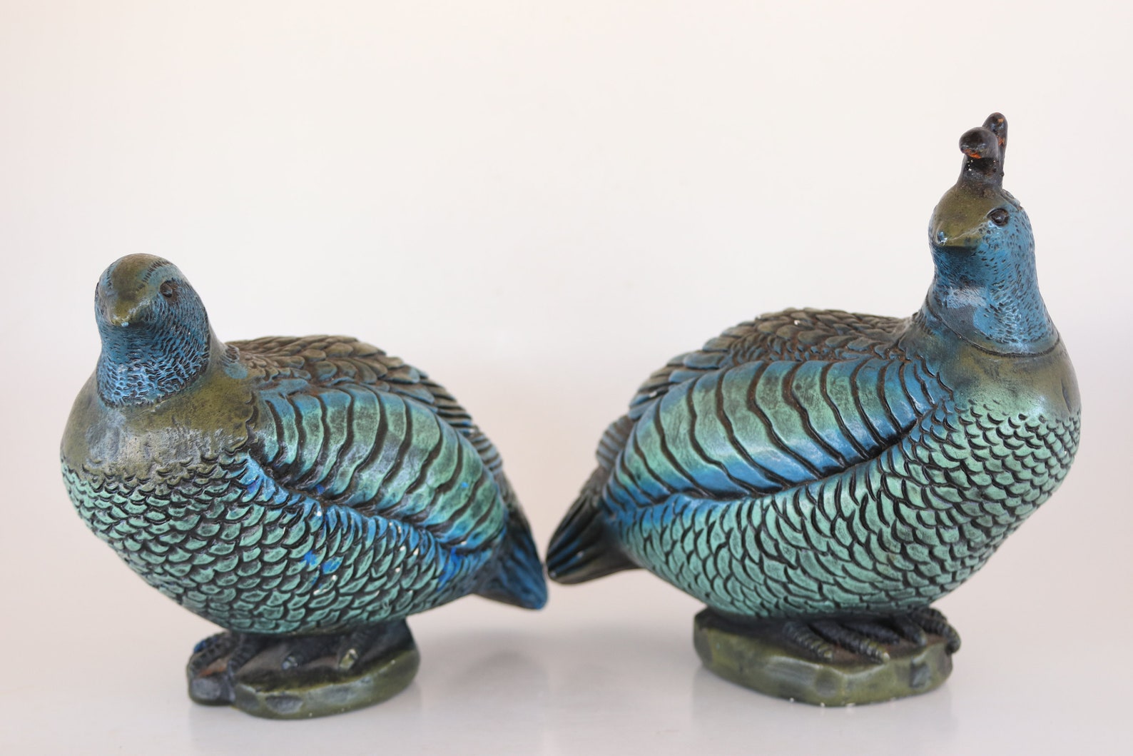 Green Quail Figurines 1966 Progressive Art Products Partridge Etsy