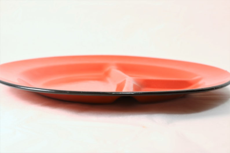 Enamel Dinner Plate, Red Metal Plate, Camping Enamel Plate, Metal Plate