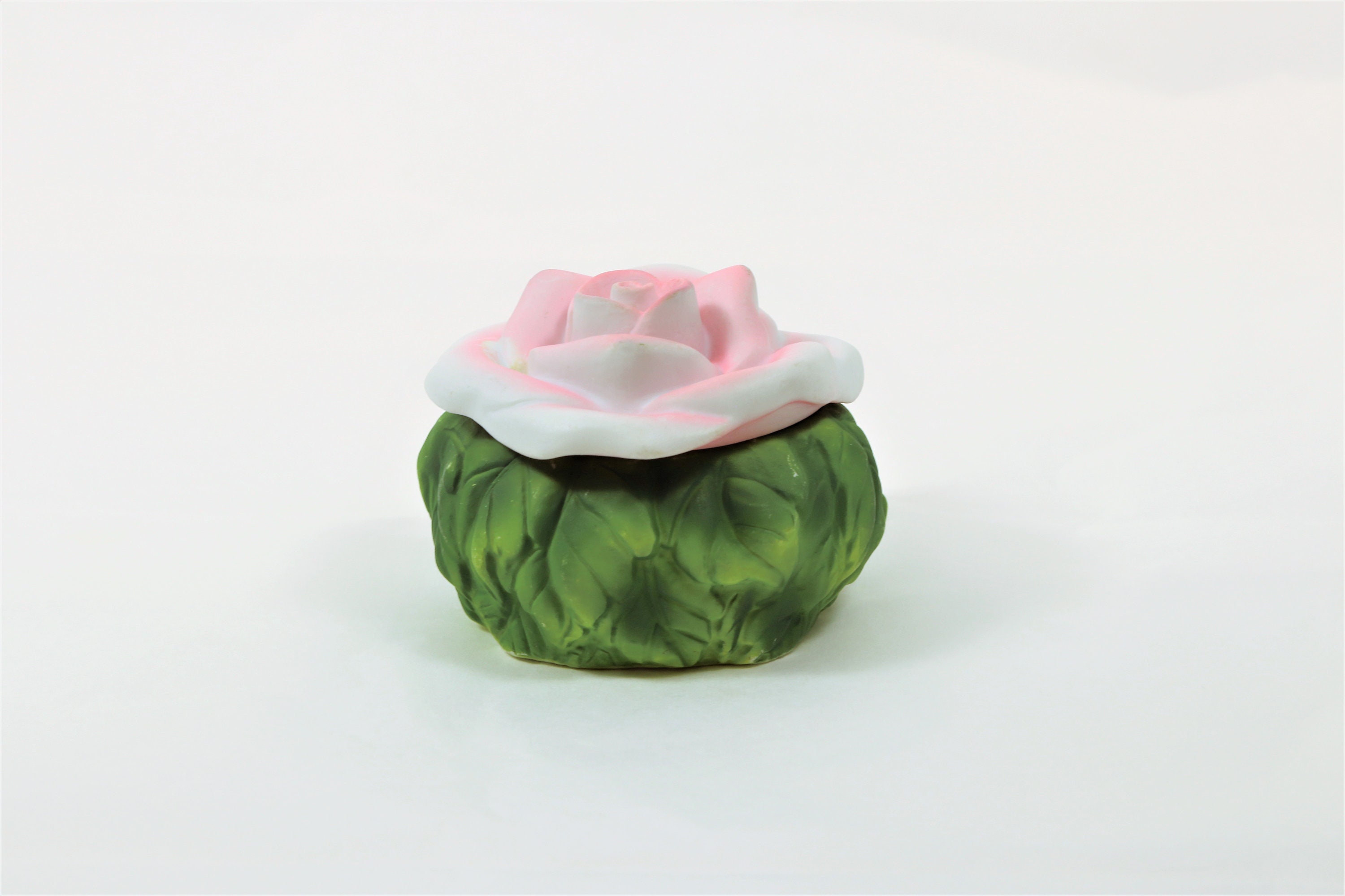 Rose Porcelain Trinket Box Pink Bisque Rose Vintage Ring Etsy