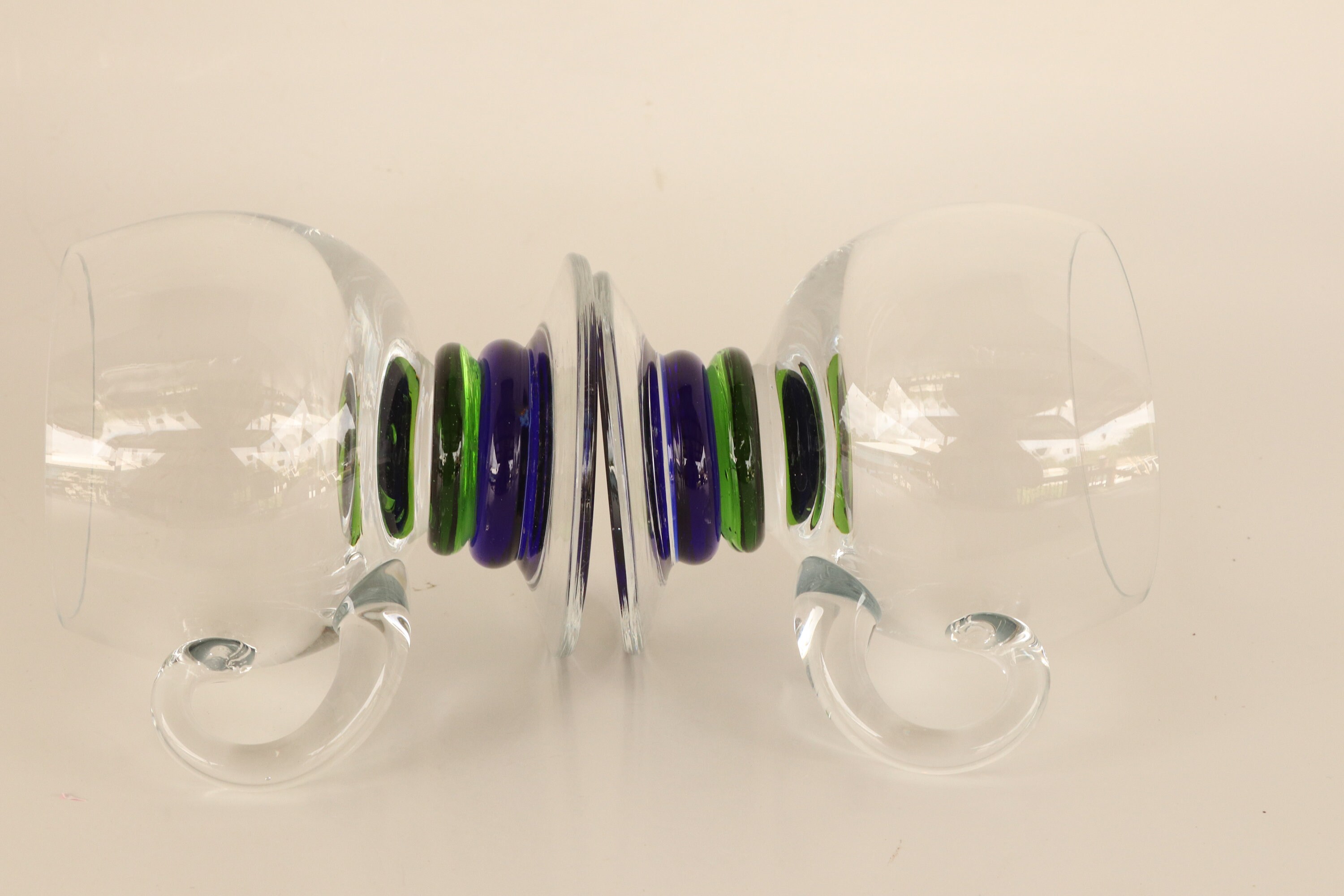 Art Glass Cups With Handles Hand Blown Set of 2 Etsy