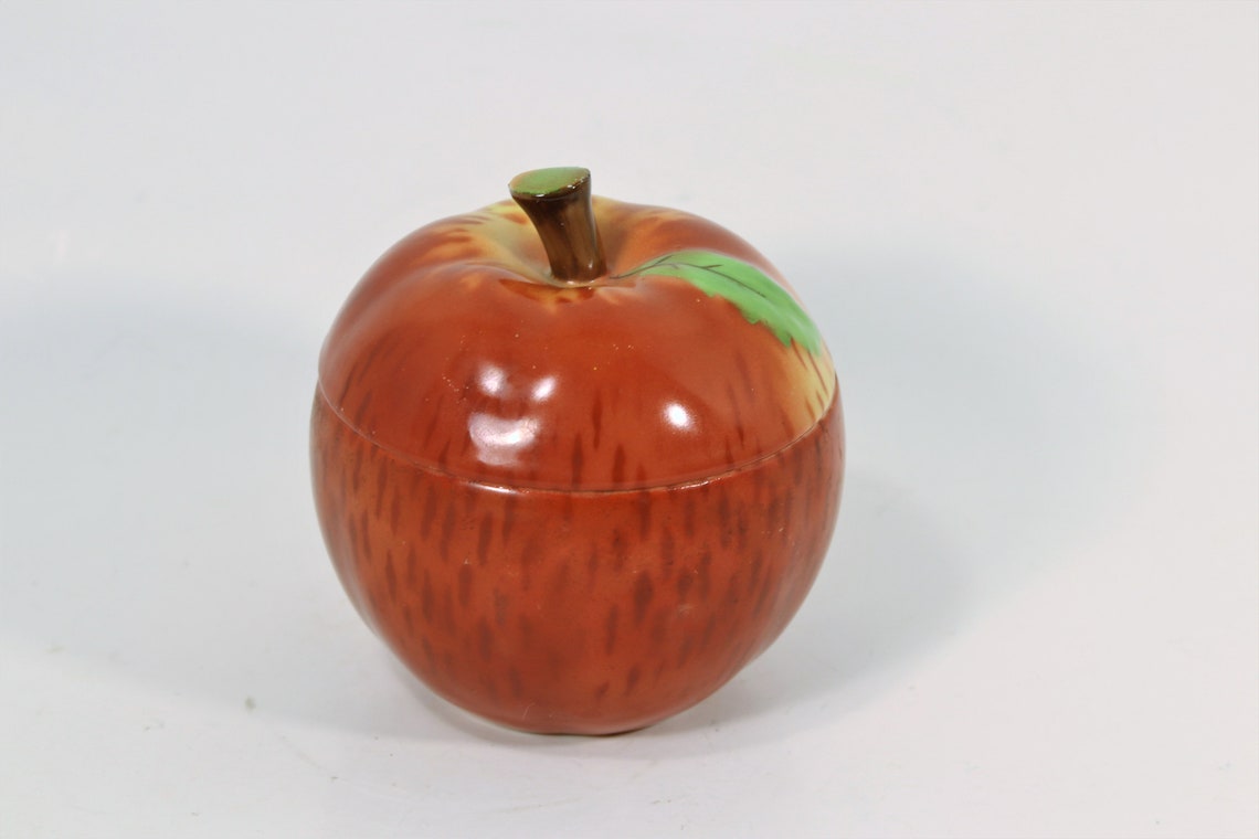 Apple Sugar Bowl Vintage Apple Candy Dish Ceramic Lidded Etsy
