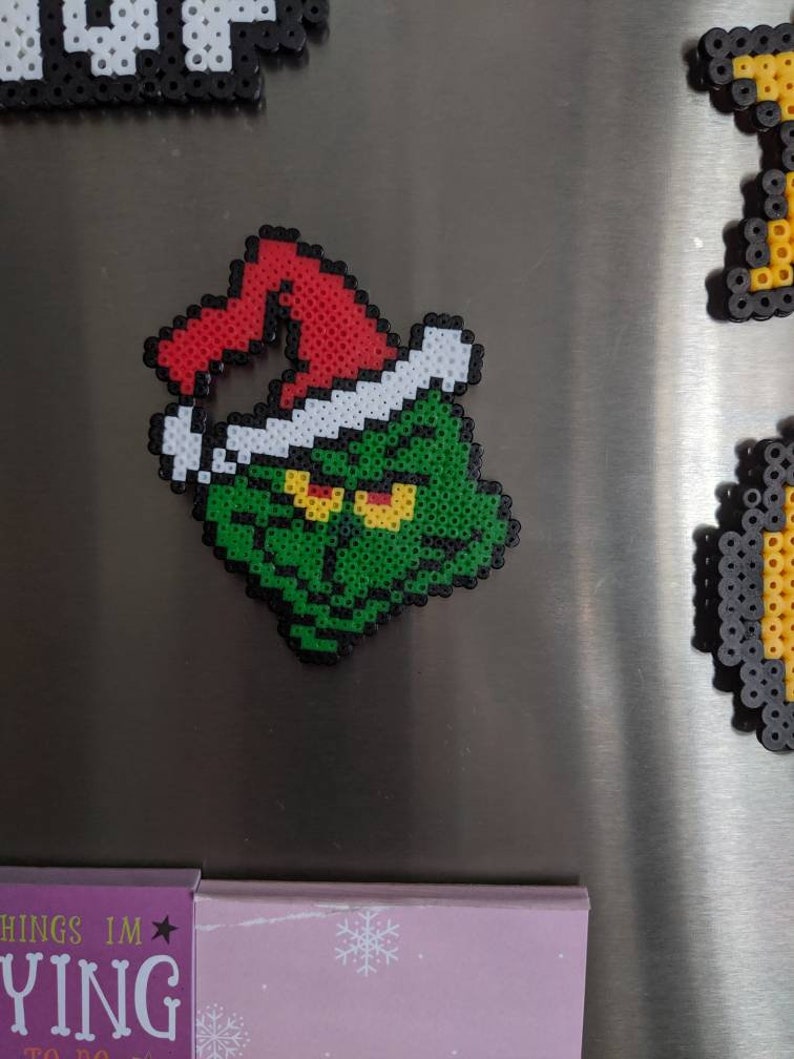 How the grinch stole Christmas Grinch Perler Beads Keychain Etsy
