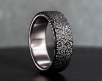 Bande de fiançailles en titane, bague en fibre de carbone zèbre, bague faite à la main, cadeau de petit ami, bague de mariage, bague d'anniversaire, bijoux Berch