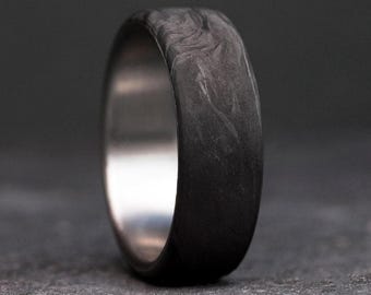 Titanium Mens Ring, Carbon Fiber, Lightweight Hypoallergenic Band