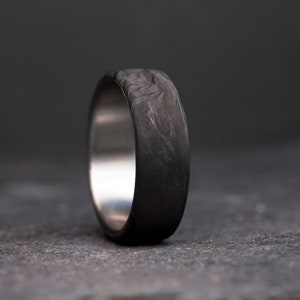 Titanium Wedding Ring, Forged Carbon Fiber band, Titanium ring, Engagement Ring, Anniversary Gift for him or her Handmade ring, wedding ring