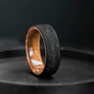 Forged Carbon Fiber Ring,  Whiskey Barrel  Mens Wedding Band, Custom Engagement Ring, Anniversary Gift, Unique Wedding Band