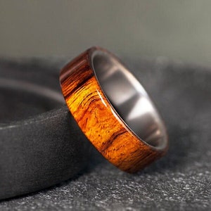 Iron wood Titanium Wedding Band, Wedding ring, Engagement Ring, Anniversary Gift for him or her