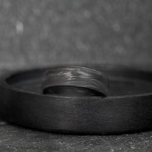 Handmade Forged Carbon Fiber Ring, Black Wedding Band, Anniversary Gift