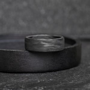 Handmade Forged Carbon Fiber Ring, Black Wedding Band, Anniversary Gift