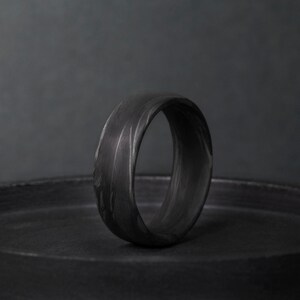 Handmade Forged Carbon Fiber Ring, Black Wedding Band, Anniversary Gift