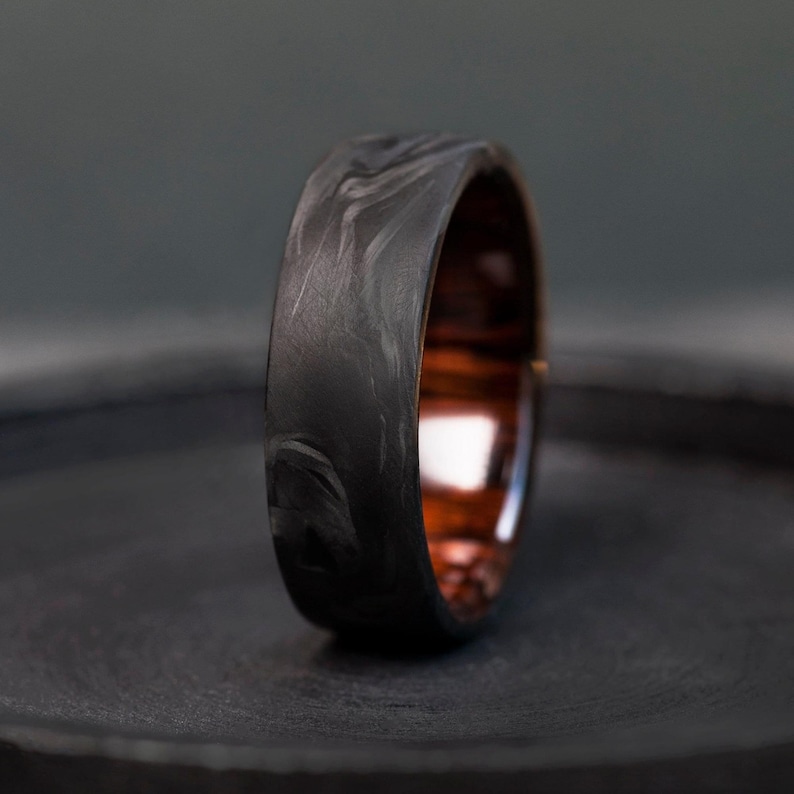 Carbon Fiber and Ironwood Mens Ring | Rustic Modern Wedding Band