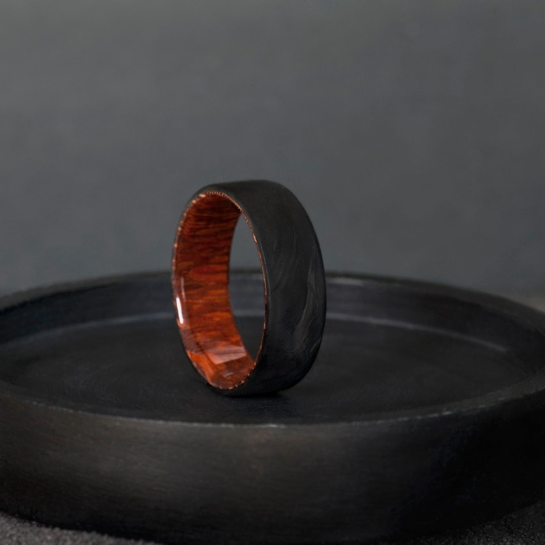 Mens Engagement Ring Snakewood Carbon Ring, Wedding Band,mens Anniversary Gift, Minimal