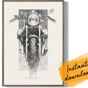 Digitale Cafe Racer herunterladbare Kunstwerke - Moto Guzzi Motorradskizze / Motorrad Bleistift Kunst / Cafe Racer Kunst / handgezeichnete digitale Kunst