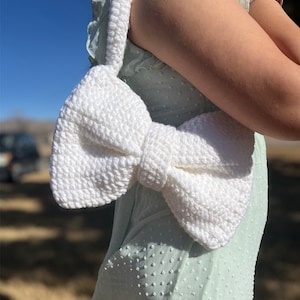 Handmade Crochet Big Cute Bow Pastel Coquette Bag