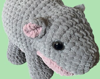 Handmade Crochet Cute Baby Sassy Hippo Soft Jumbo Plush Toy