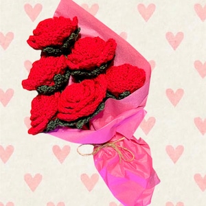 Handmade Crochet Flower Bouquet Tulips Roses Lavender Sunflower Customizable Colors