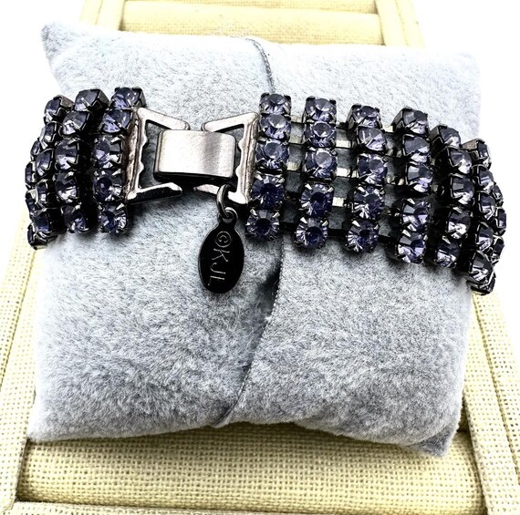 2000s Kenneth Jay Lane KJL Purple Crystal Gunmeta… - image 2