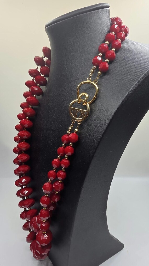 Original 2000s Kenneth Jay Lane KJL Red Double St… - image 2
