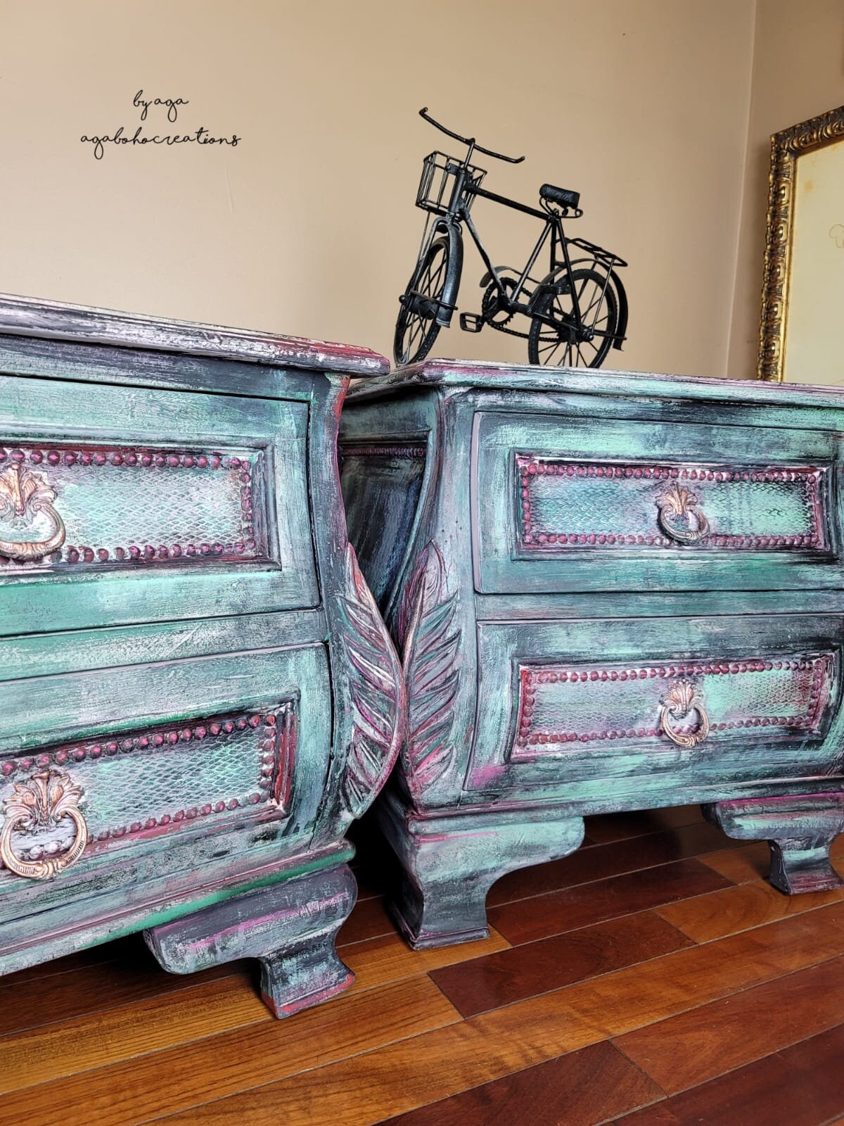 Vintage Hand Painted End Tables Floral End Tables Pair of Etsy