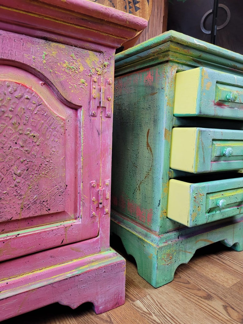 Vintage Funky End Tables Boho End Tables Boho Bohemian Etsy