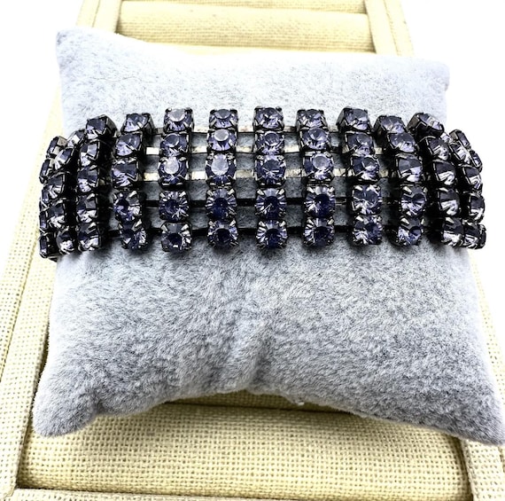 2000s Kenneth Jay Lane KJL Purple Crystal Gunmeta… - image 1