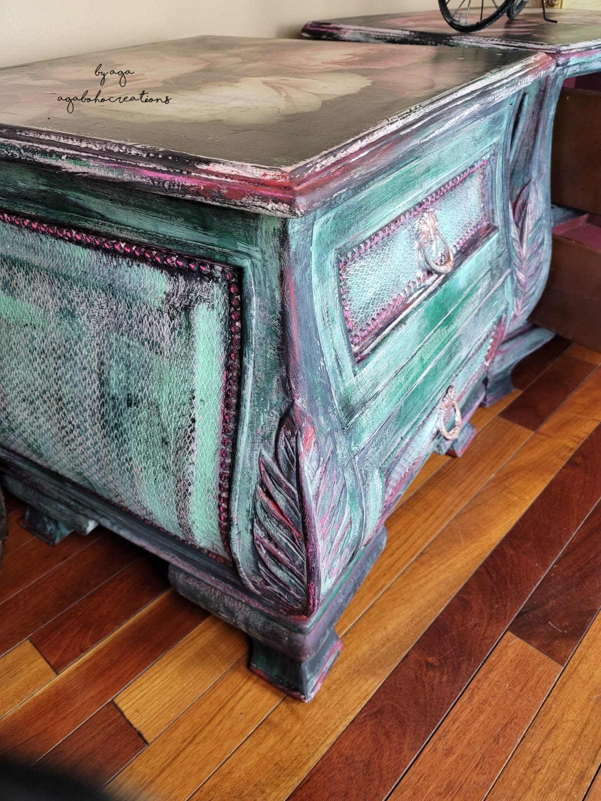 Vintage Hand Painted End Tables Floral End Tables Pair of Etsy