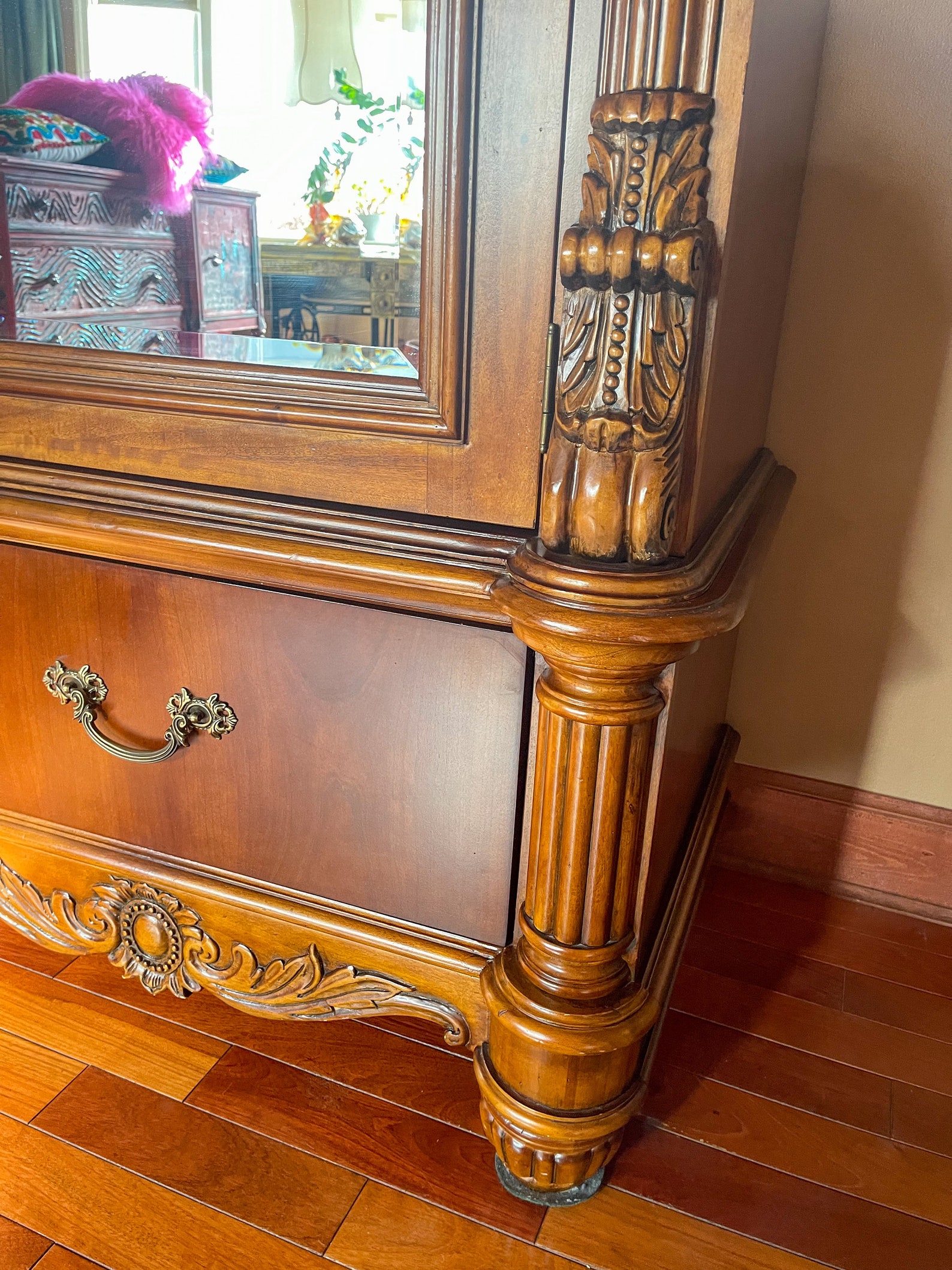 Vintage Wardrobe Armoire by Pulaski Furniture With Beveled Mirrors