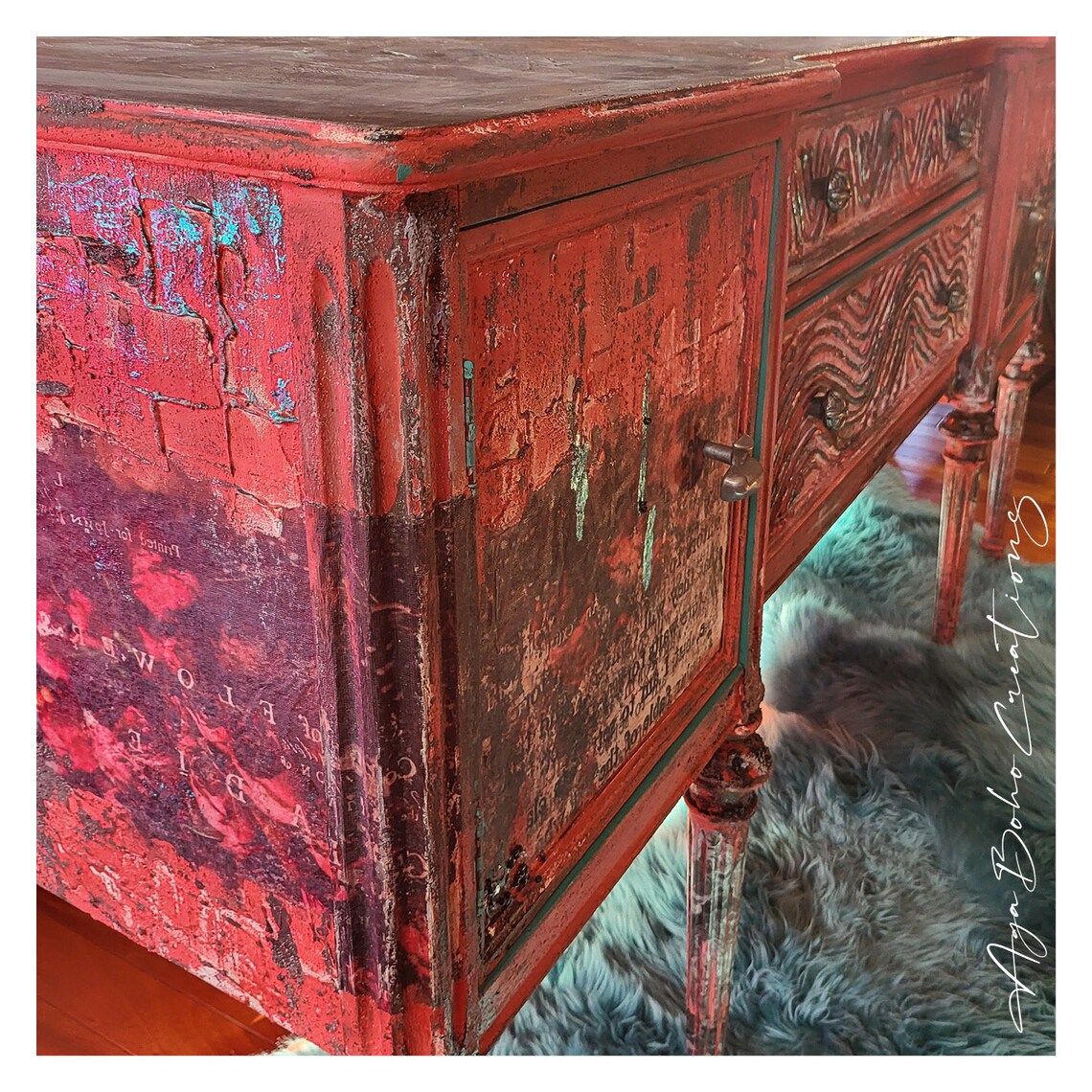 Funky Boho Decor Painted Buffet Buffet and Sideboards Buffet