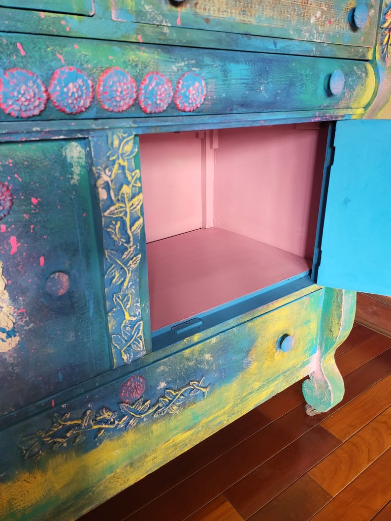 Vintage Painted Furniture Painted Side Table Painted Etsy