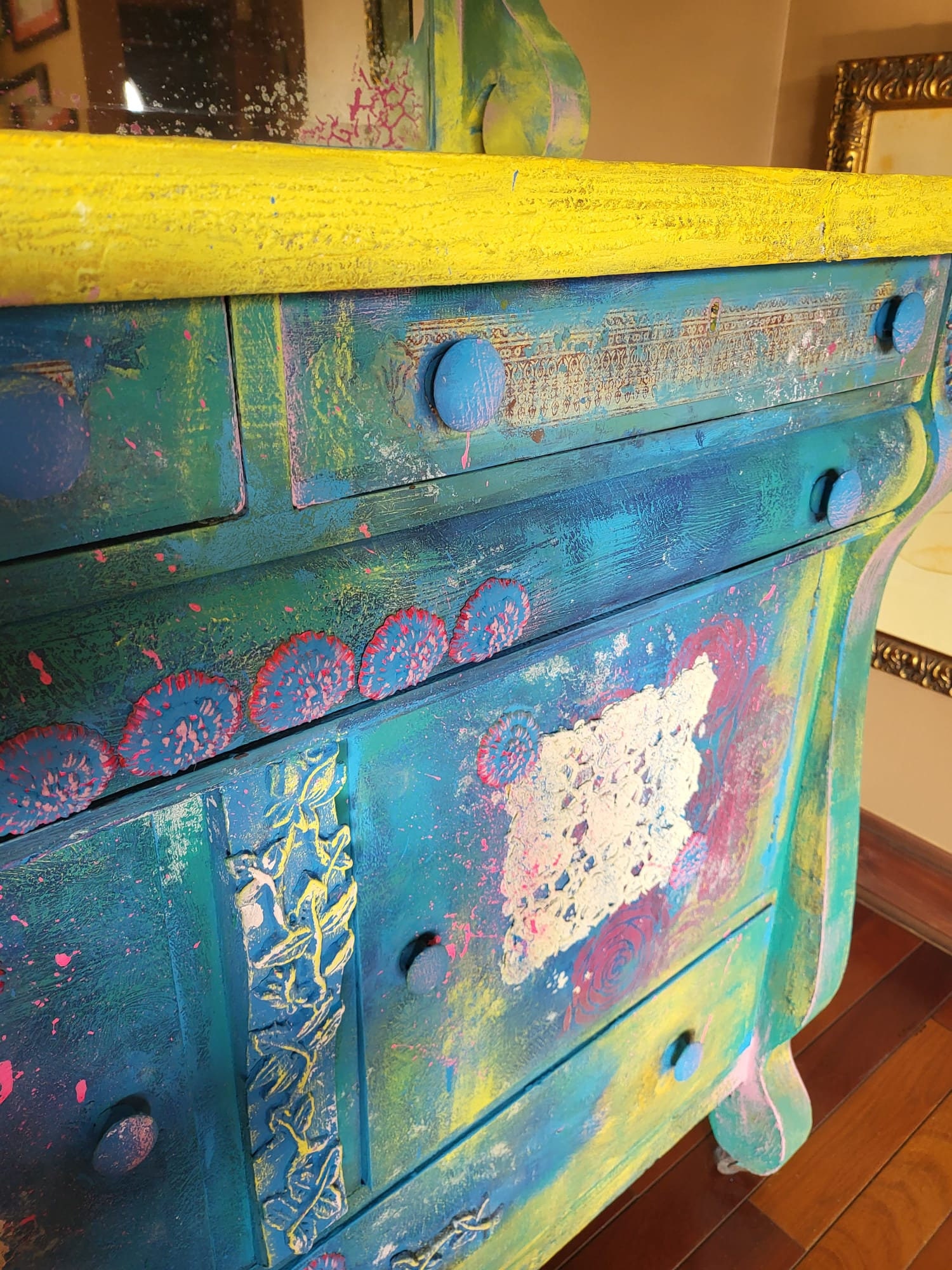 Vintage Painted Furniture Painted Side Table Painted Etsy