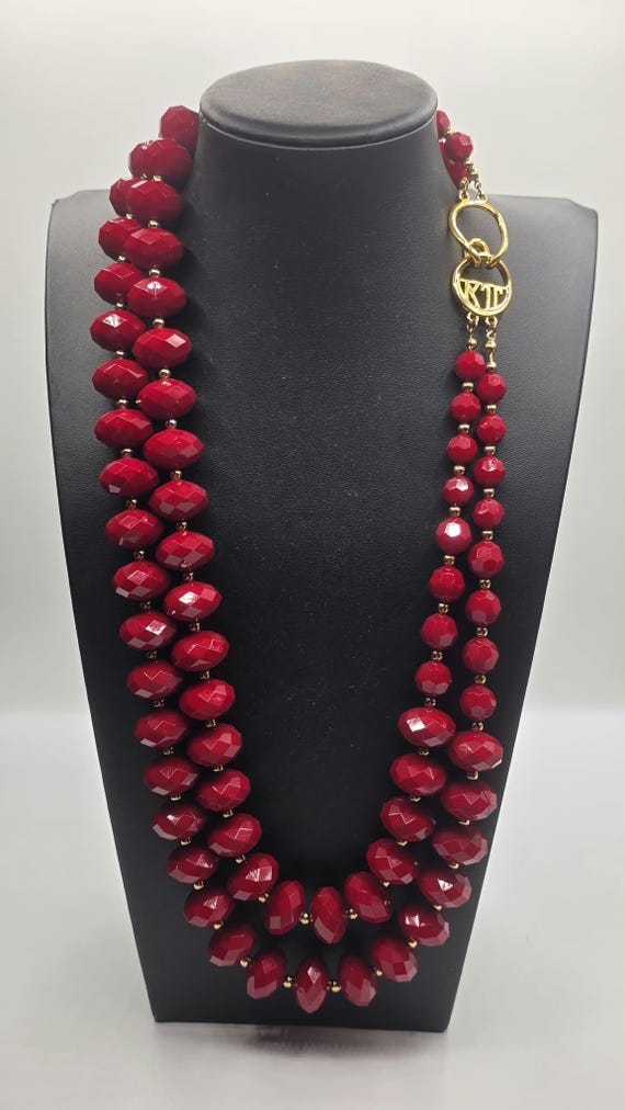 Original 2000s Kenneth Jay Lane KJL Red Double St… - image 1